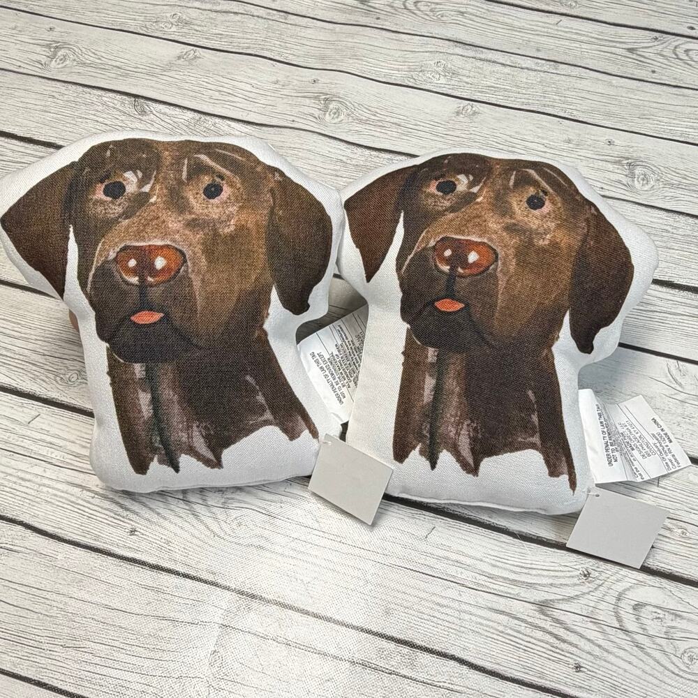 (2) NWT Chocolate Lab Decorative Accent Pillows Size 11 1/2 x 10 inches